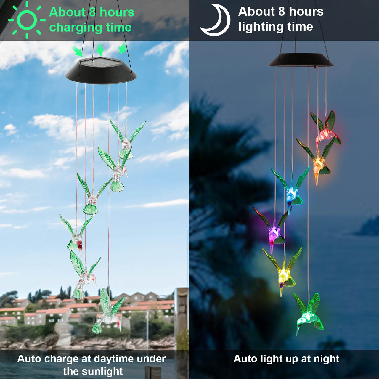 Solarek® Solar 6-LED String Light Hummingbird Wind Chime product image