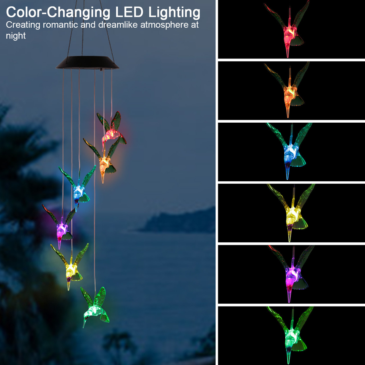 Solarek® Solar 6-LED String Light Hummingbird Wind Chime product image