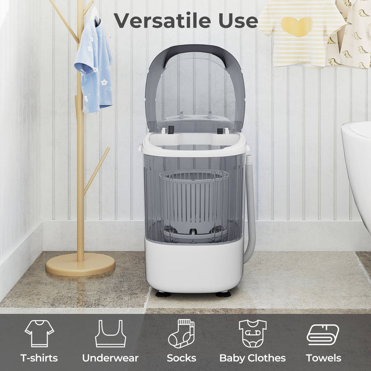 Portable Mini Top Load Washer with Removable Spin Tub and Safety Cover product image