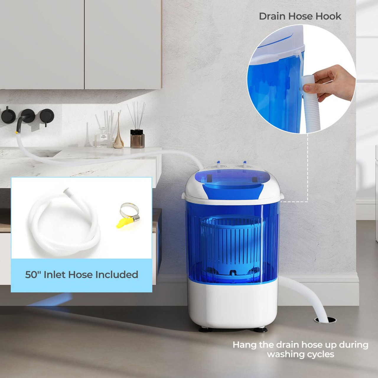 Portable Mini Top Load Washer with Removable Spin Tub and Safety Cover product image