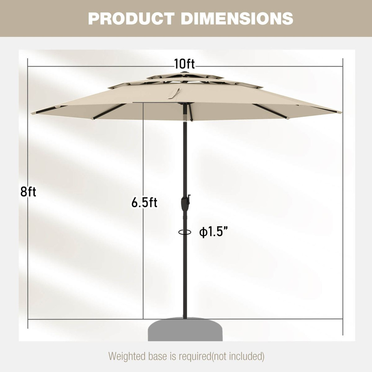 10-Foot 3-Tier Outdoor Vented Patio Umbrella product image