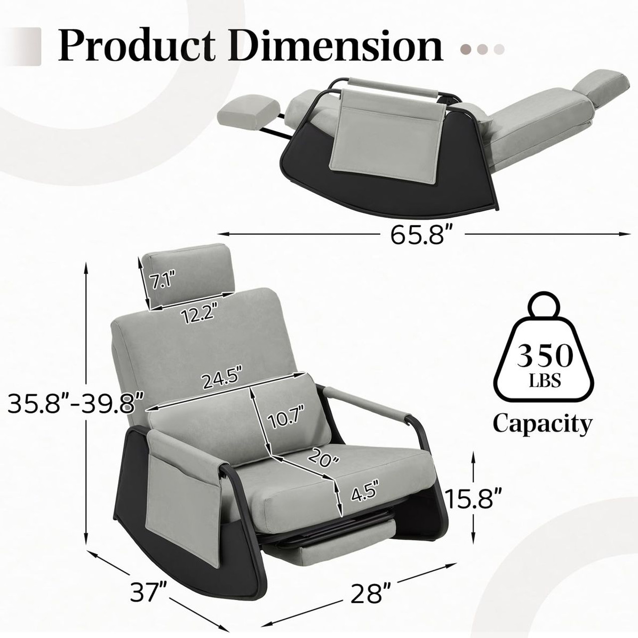 Gliding Rocking Chair with Retractable Footrest  product image