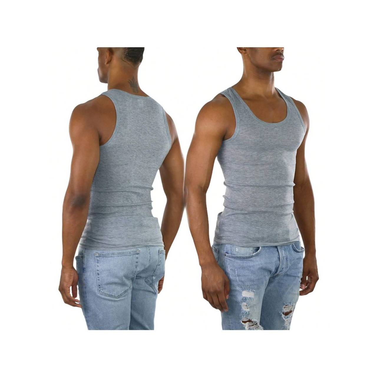 Men's Cotton Blend Slim Fit Sleeveless A-Shirt (3- or 9-Pack) product image