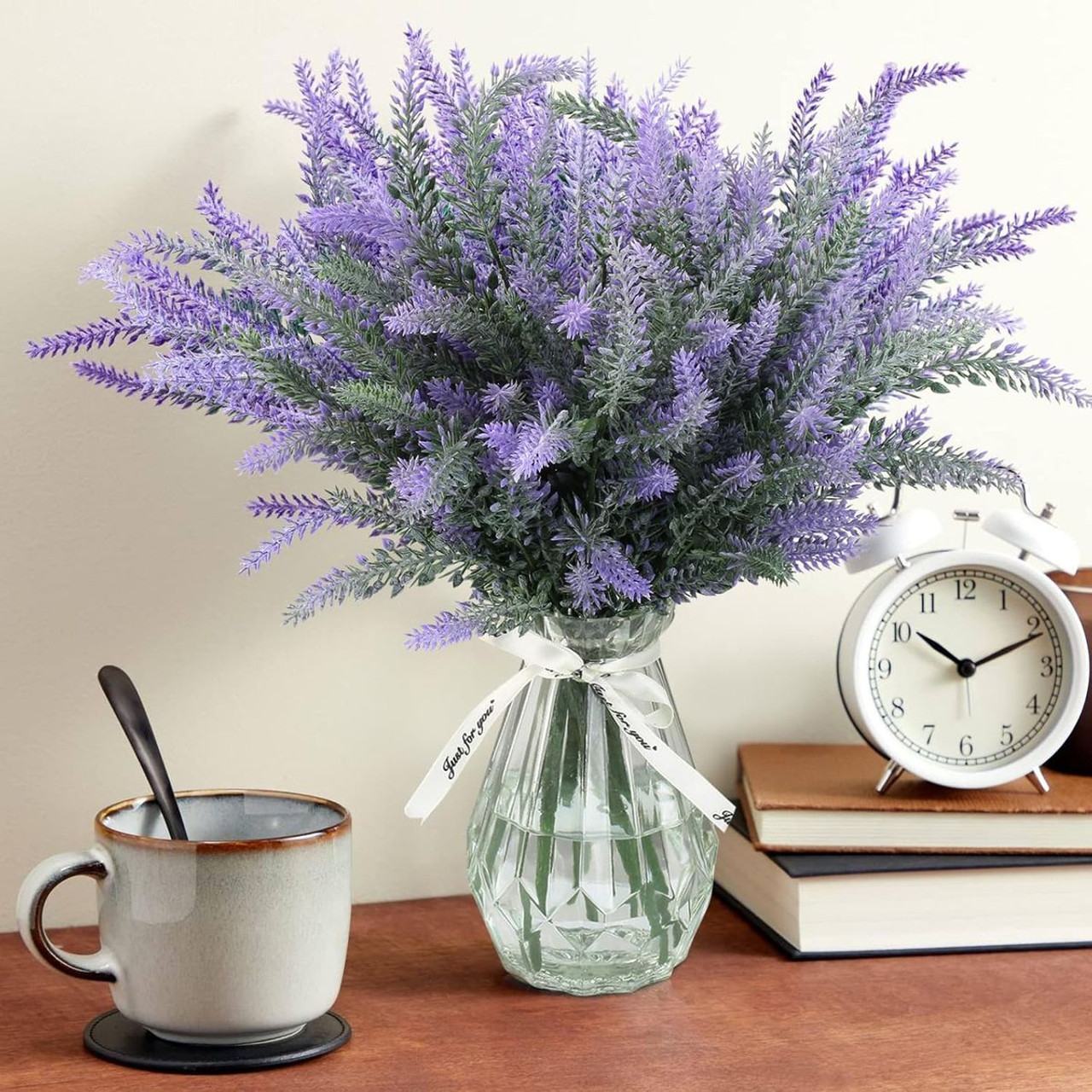 Artificial Lavender with Glass Vase product image