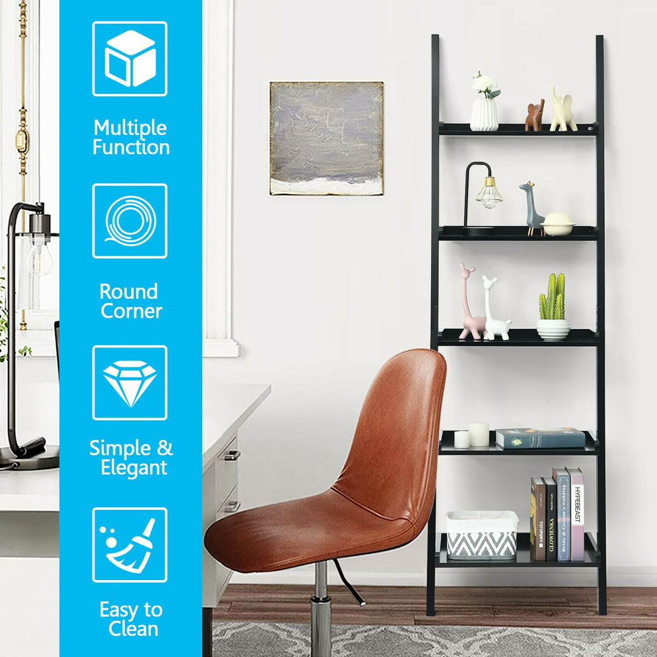5-Tier Leaning Wall Ladder Shelf  product image
