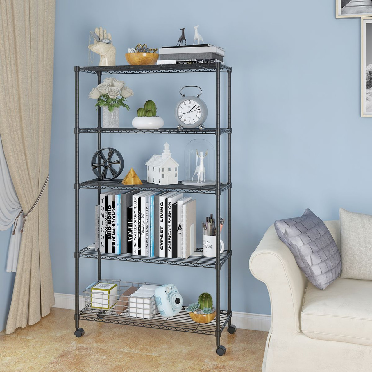 5-Tier Adjustable Rolling Metal Garage Shelving product image