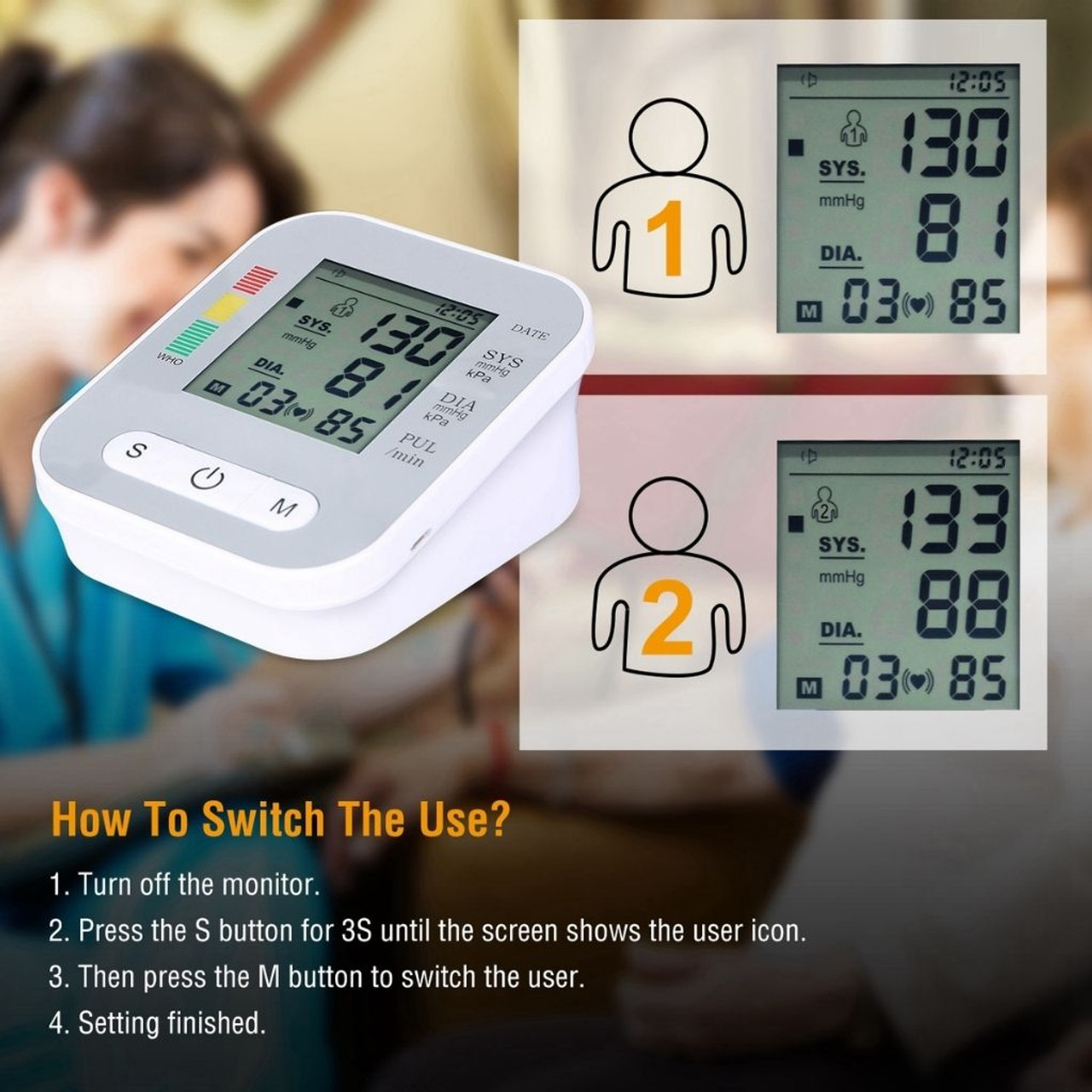 Arm Blood Pressure Monitor with Digital LCD Display product image