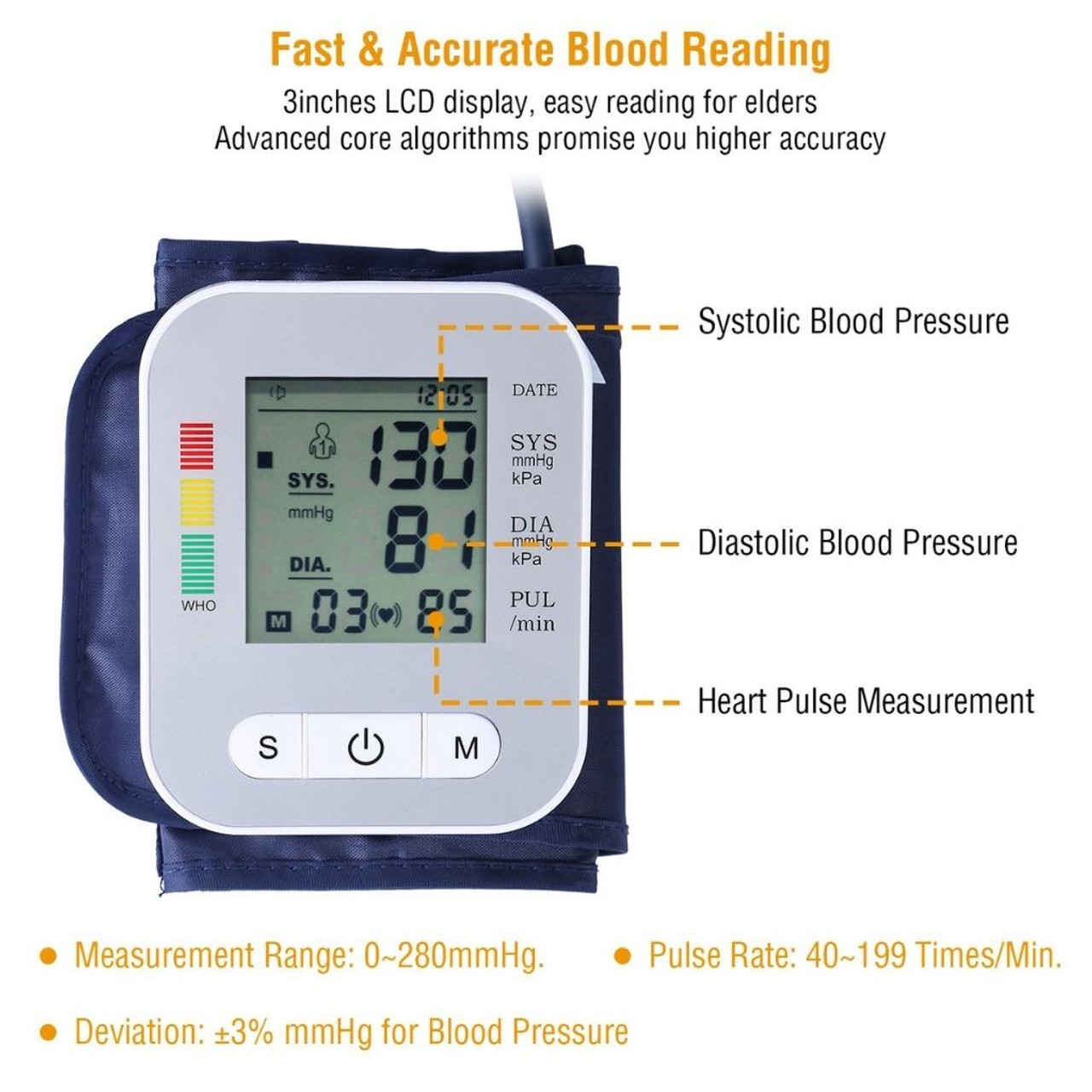 Arm Blood Pressure Monitor with Digital LCD Display product image