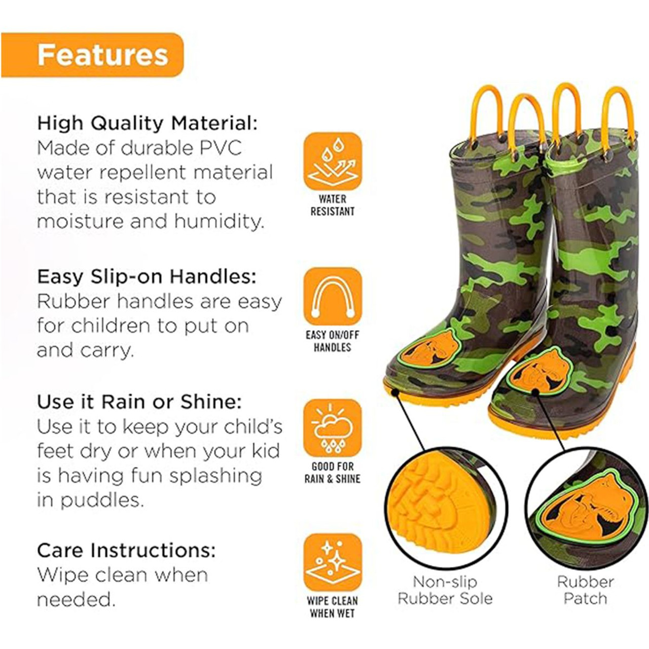 Kids' Unisex Waterproof Rubber Boots product image
