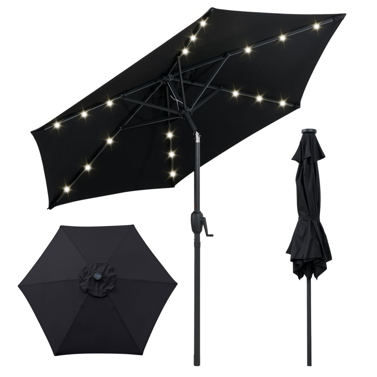 7.5-foot Solar Powered Patio Umbrella with LED Lights product image