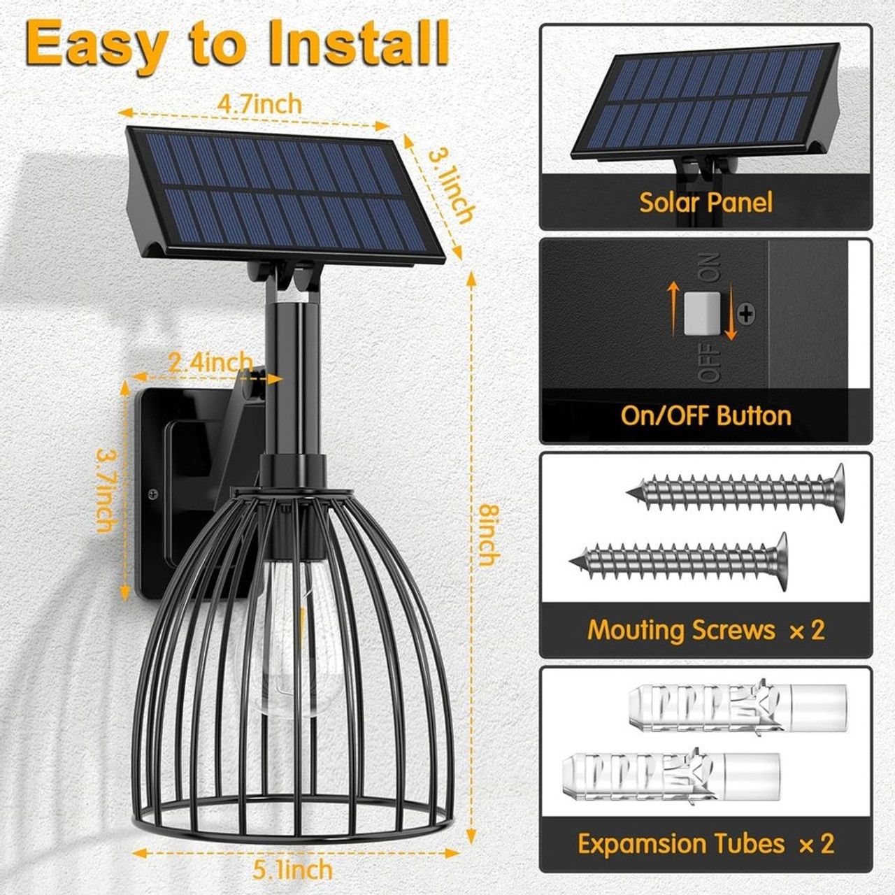 Outdoor Solar Wall Lantern (2-Pack ) product image