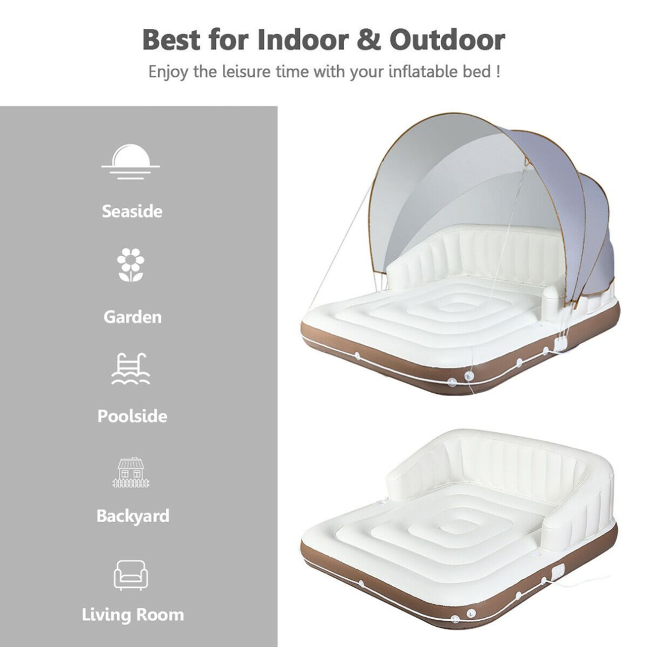 Inflatable Lounge Raft with Retractable Canopy product image