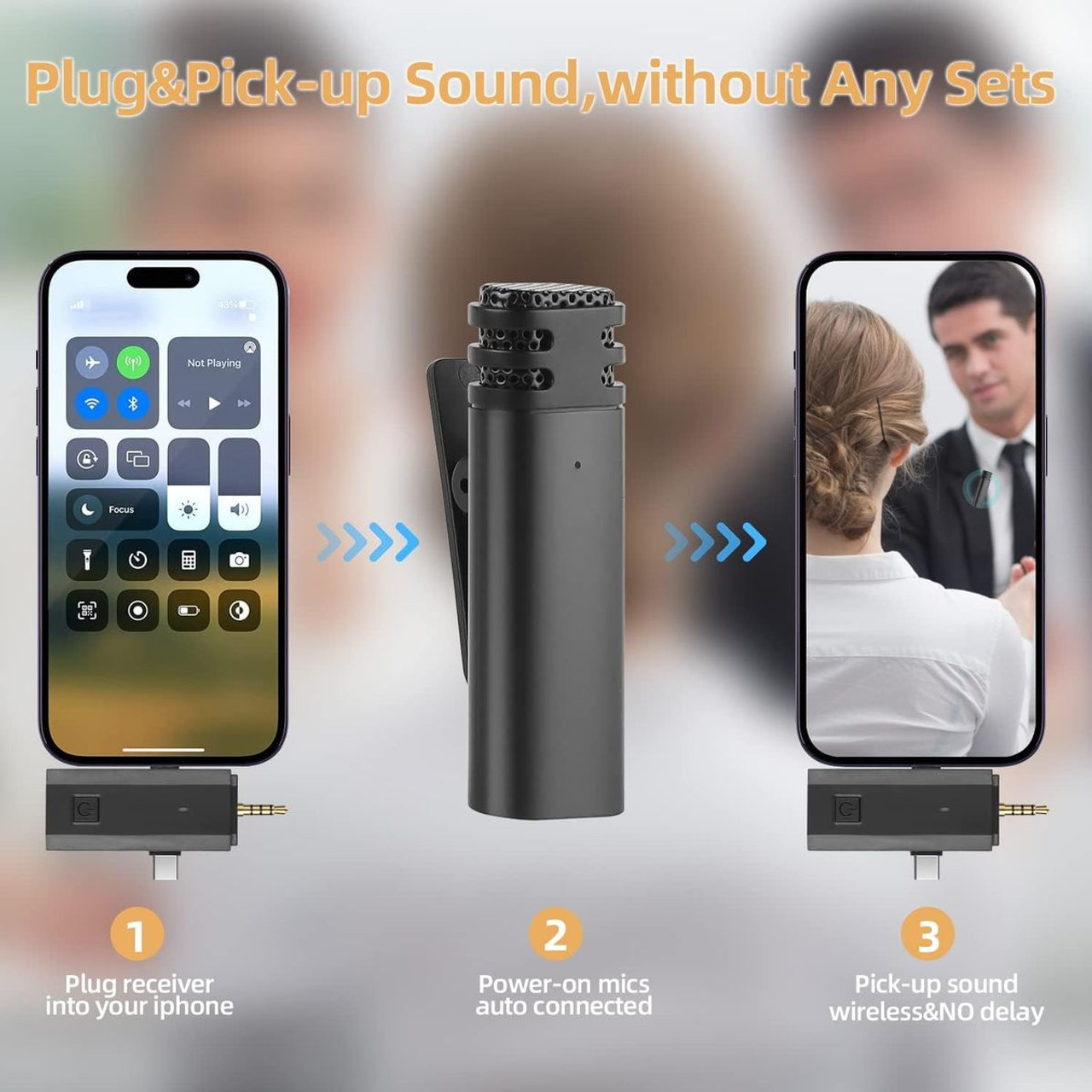 Dual Wireless Lavalier Microphone Set for iPhone & Android product image
