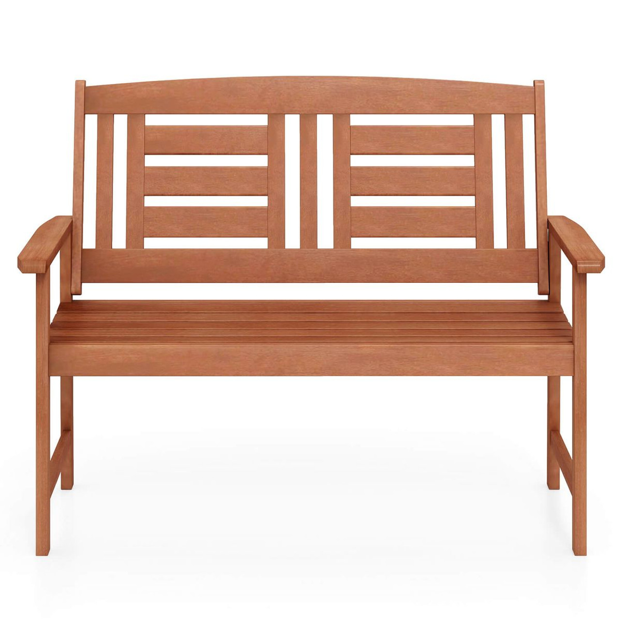 Outdoor Solid Wood Loveseat with Inclined Backrest and Slatted Seat product image