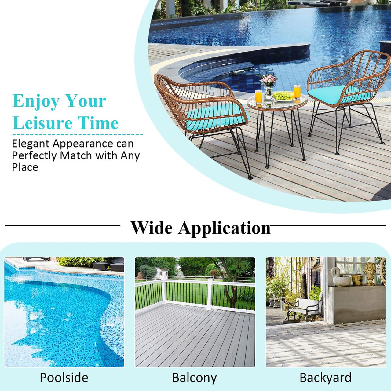 Rattan 3-Piece Bistro Furniture Set product image