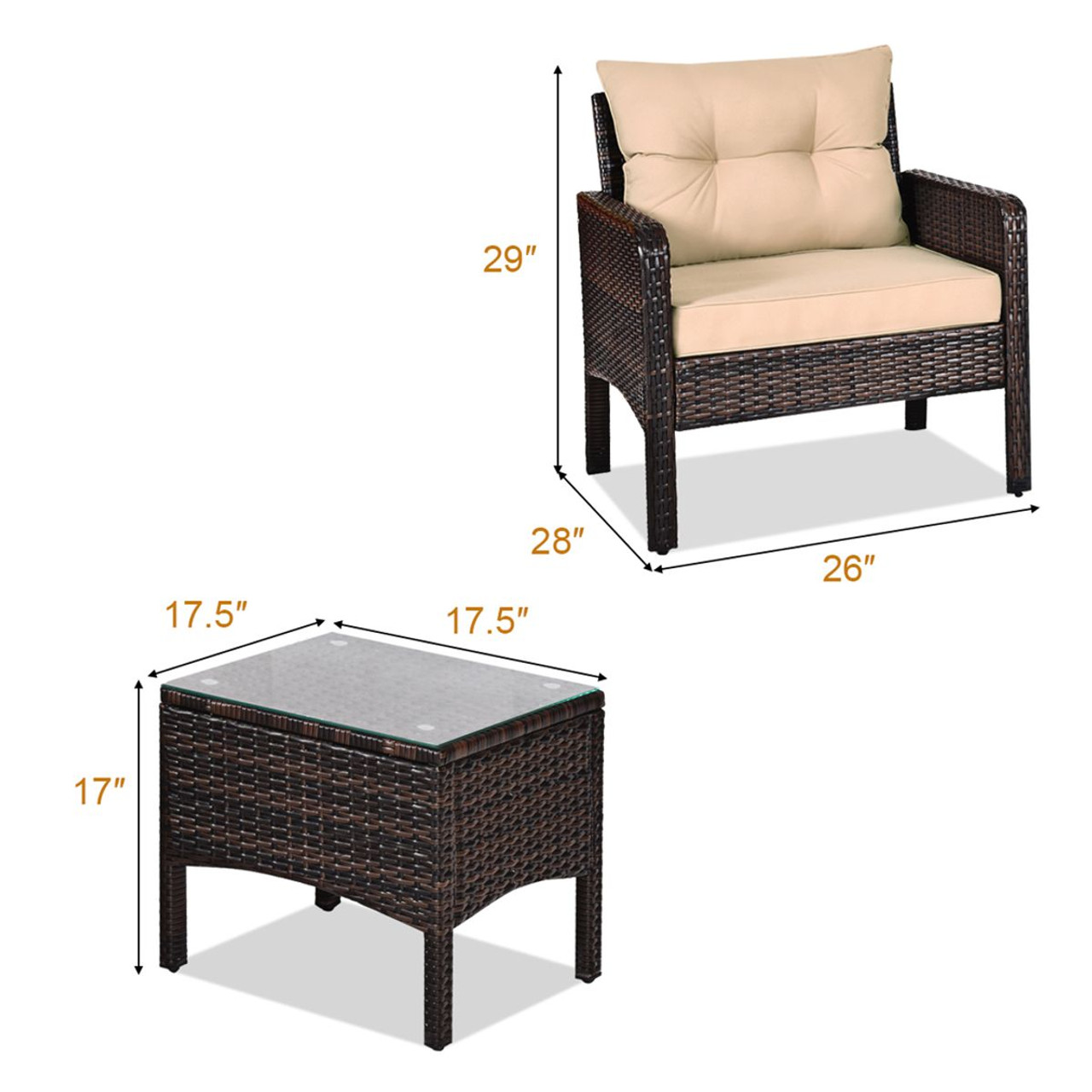 Cushioned Rattan 3-Piece Patio Furniture Set product image