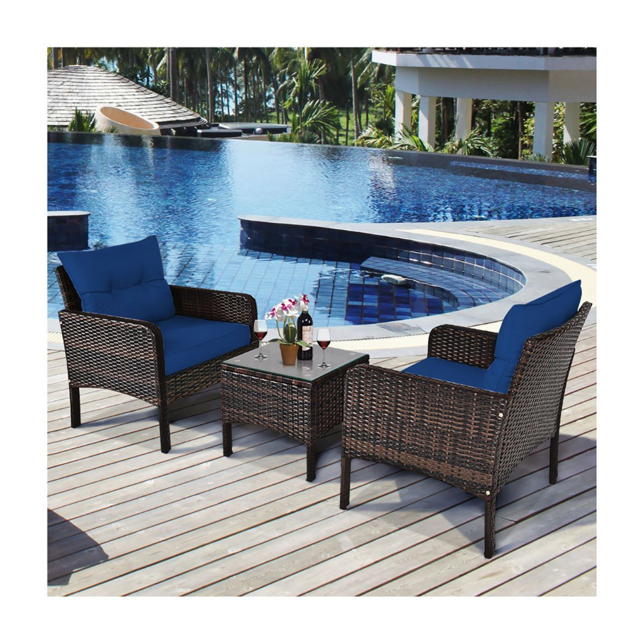 Cushioned Rattan 3-Piece Patio Furniture Set product image