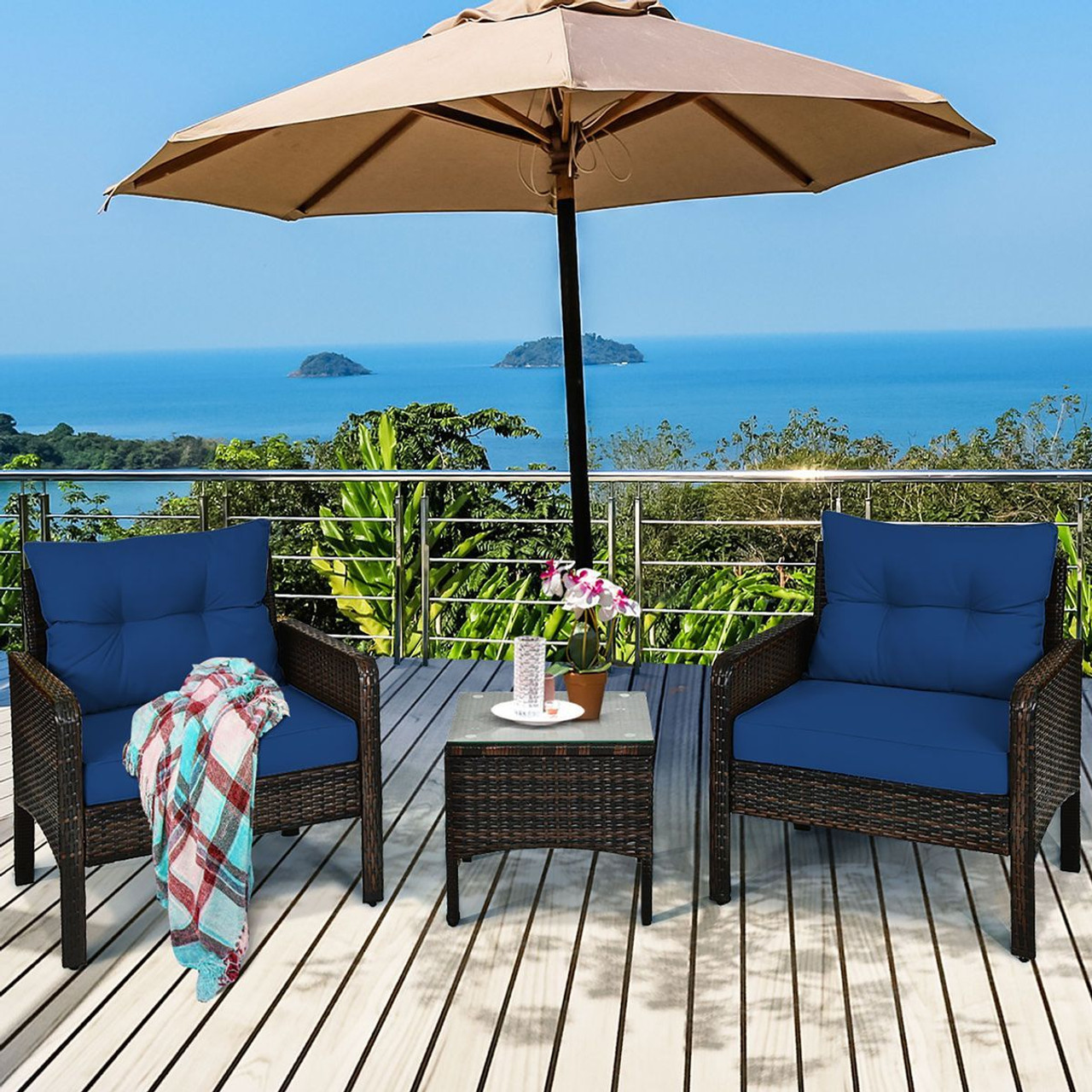 Cushioned Rattan 3-Piece Patio Furniture Set product image