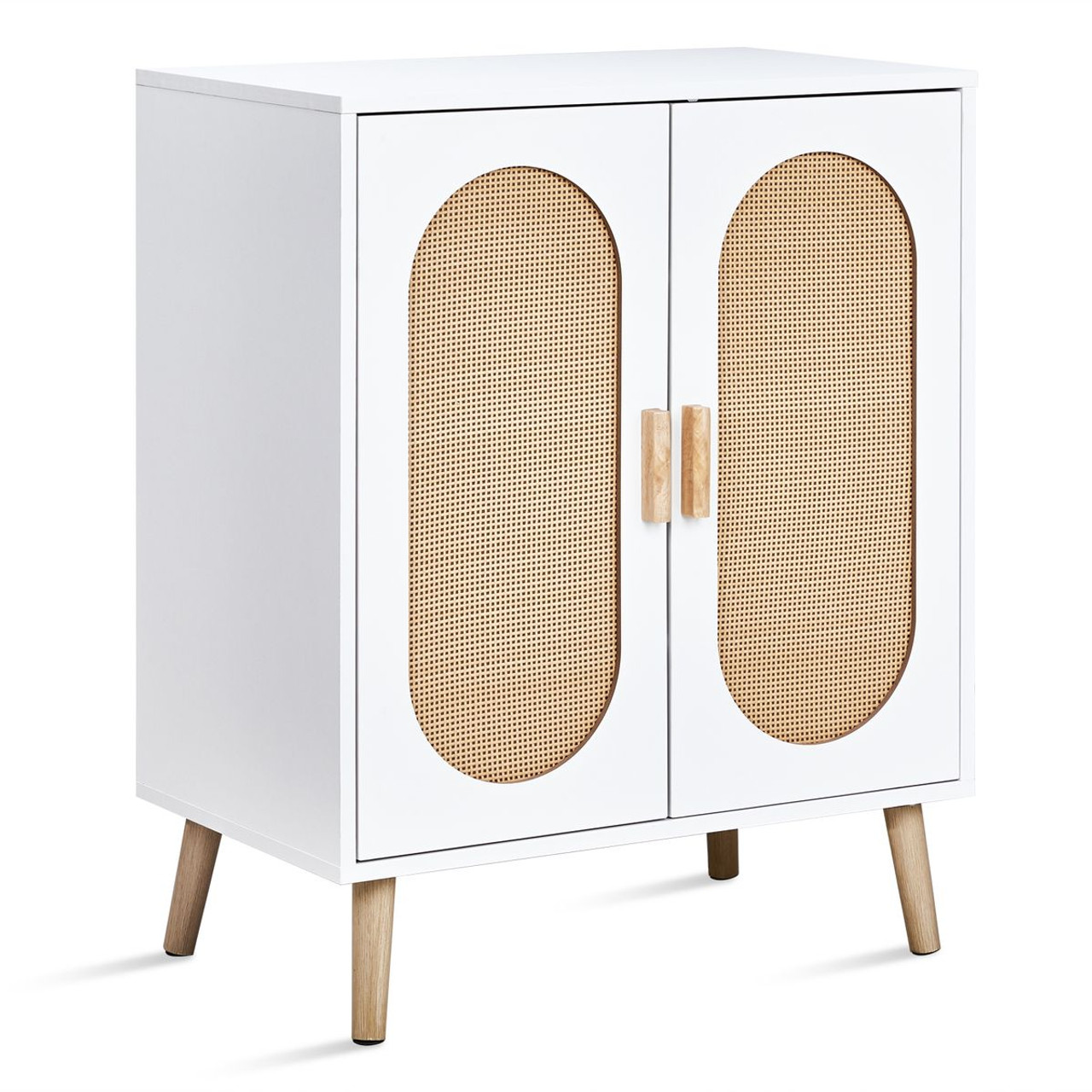 2-Door Rattan Shoe Organizer with Adjustable Shelves product image
