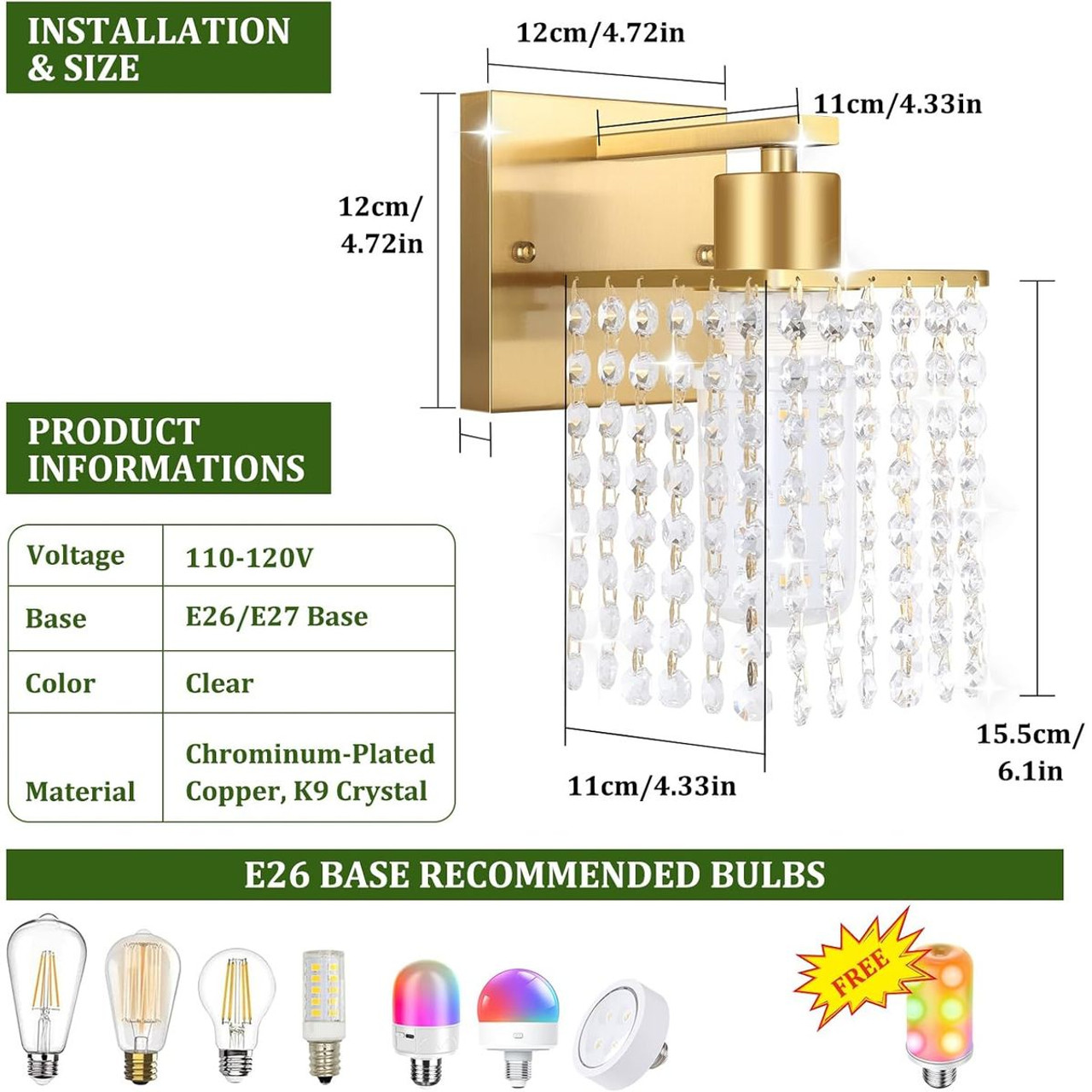 Crystal Wall Sconces with Remote product image
