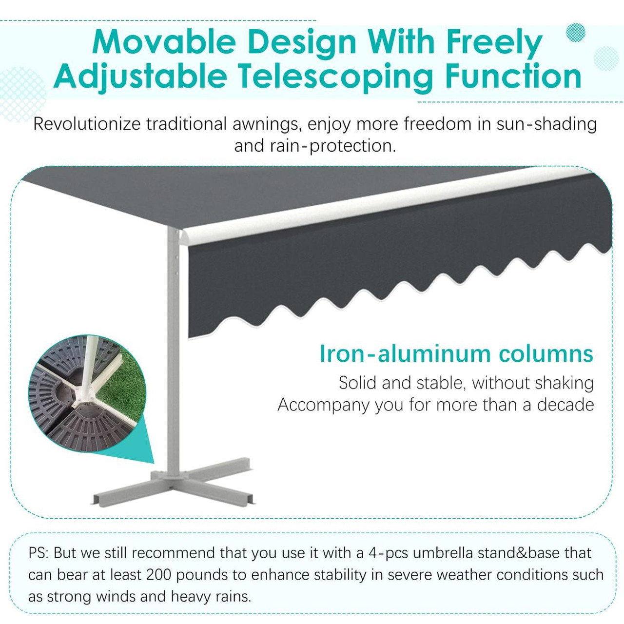 Dual Side Free Standing Retractable Patio Awning product image