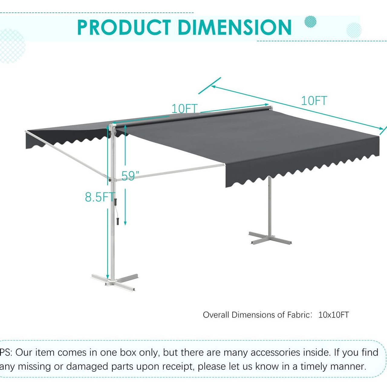 Dual Side Free Standing Retractable Patio Awning product image