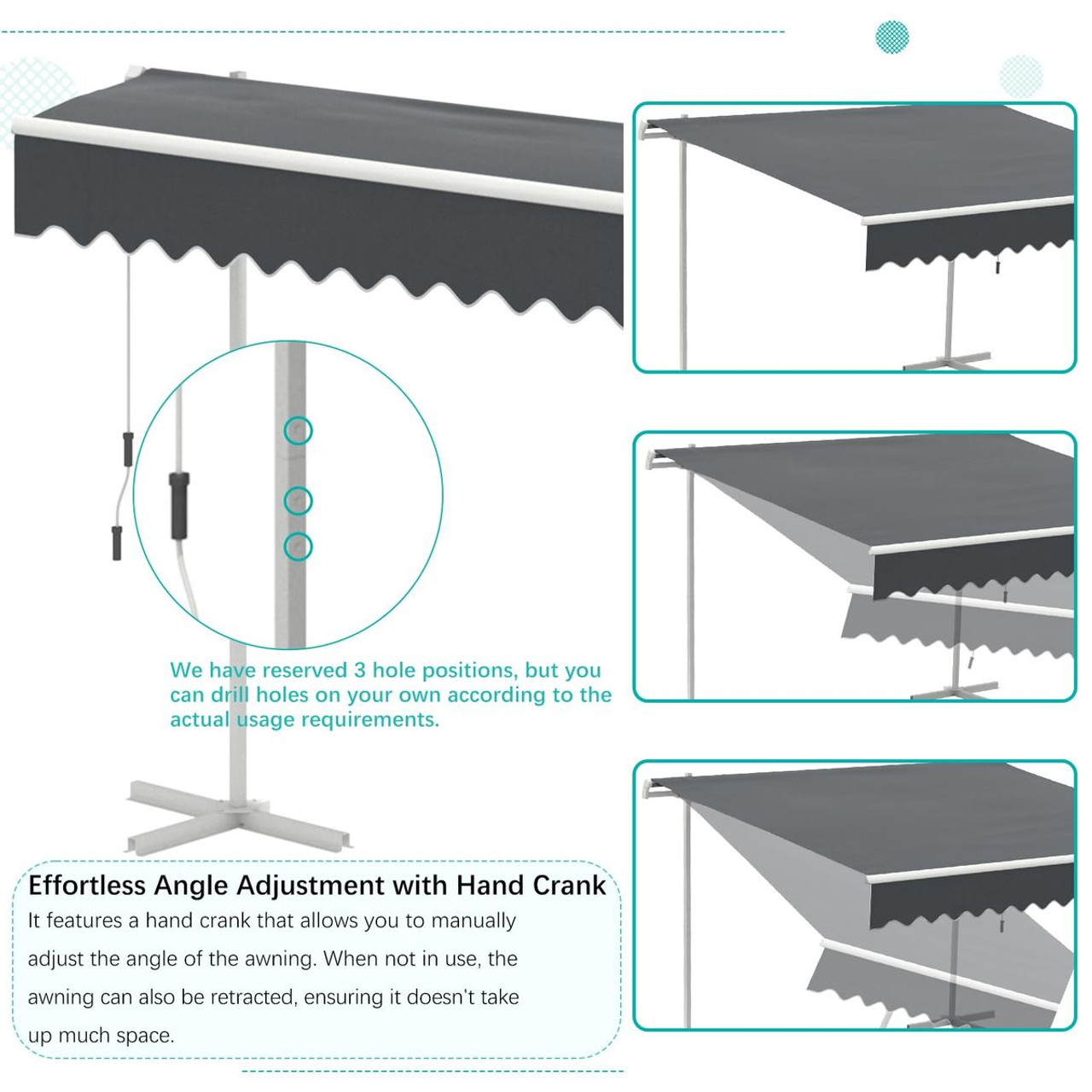 Dual Side Free Standing Retractable Patio Awning product image
