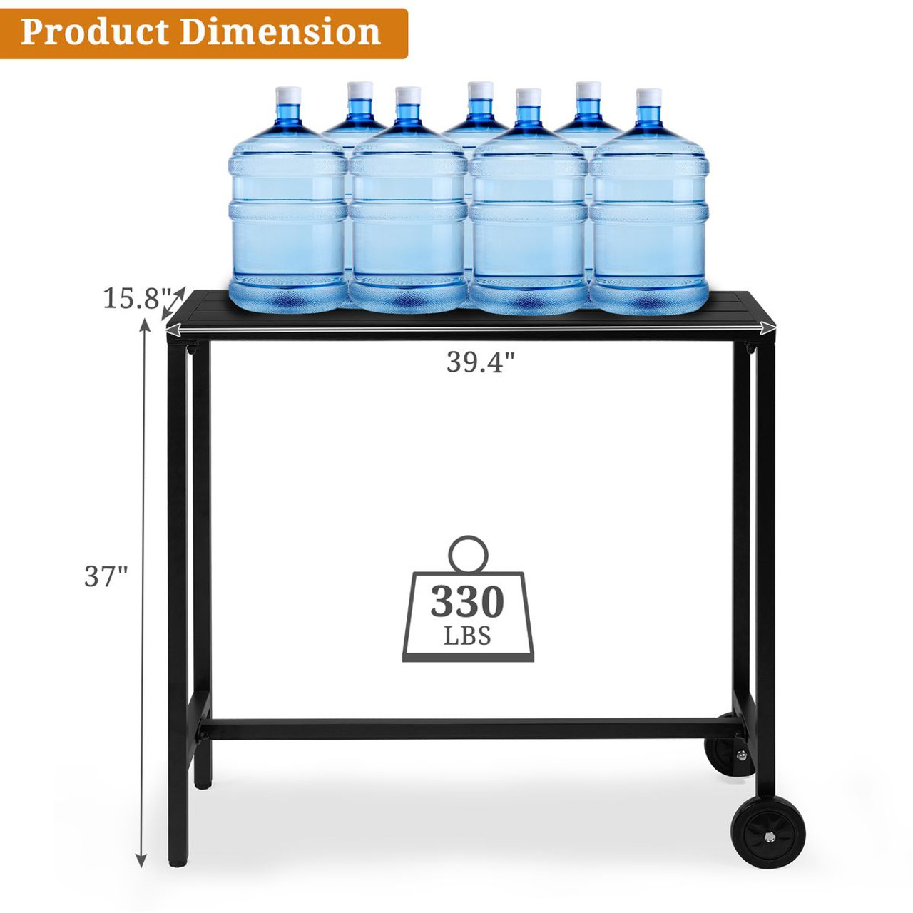 40" Outdoor Iron Bar Table with Wheels product image