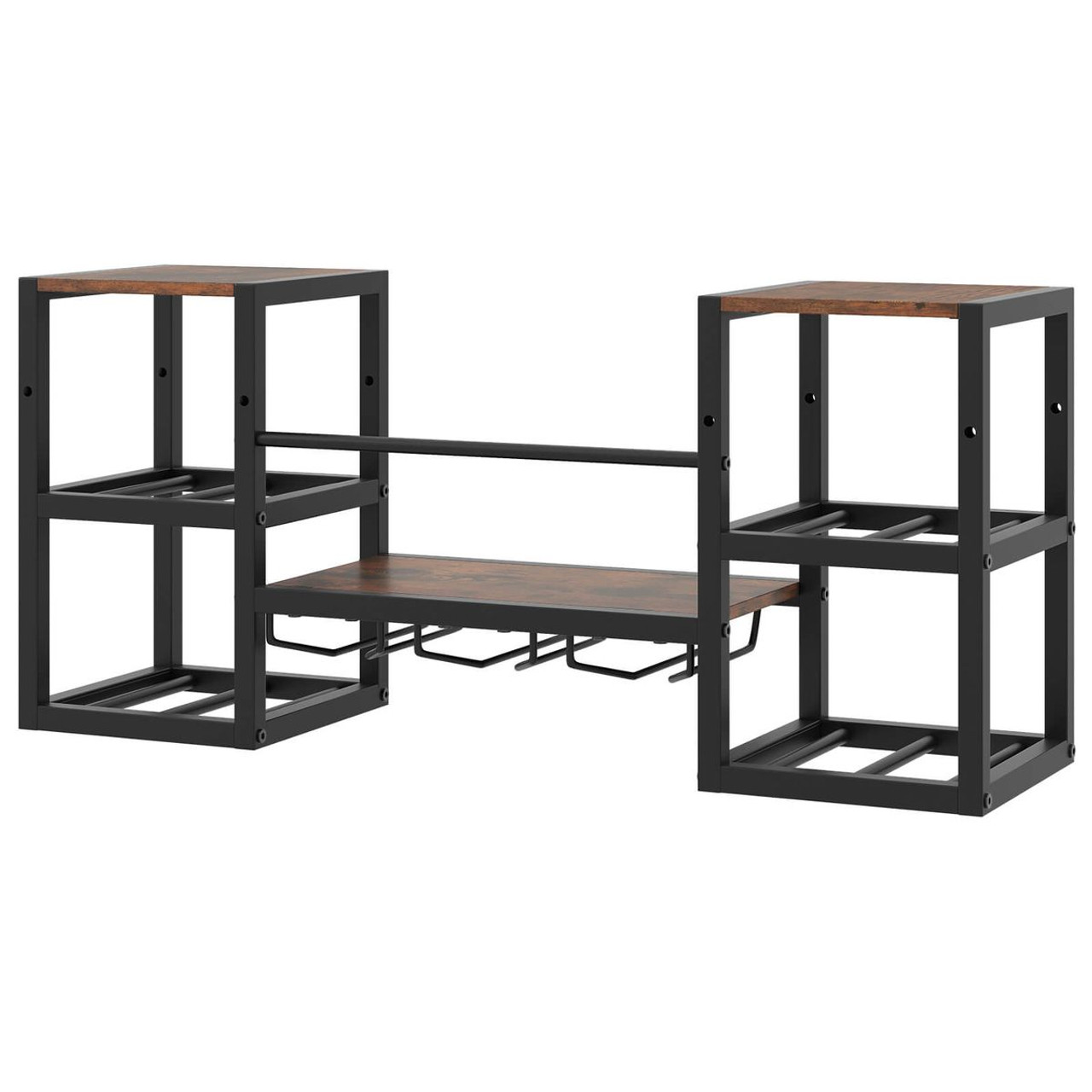 3-Tier Wall Mounted Wine Rack with Glasses Holder product image