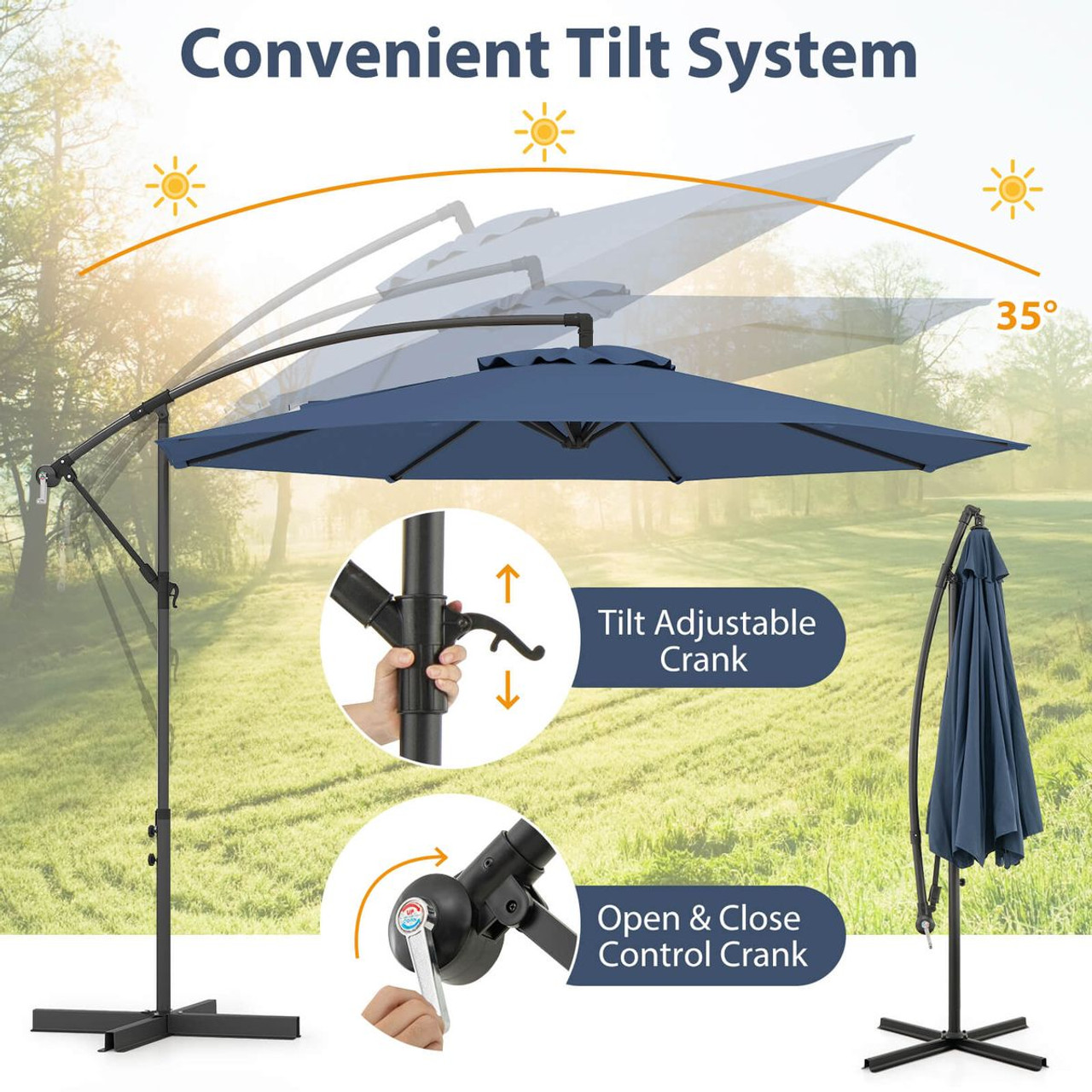 10' Hanging Offset Outdoor Market Patio Umbrella  product image