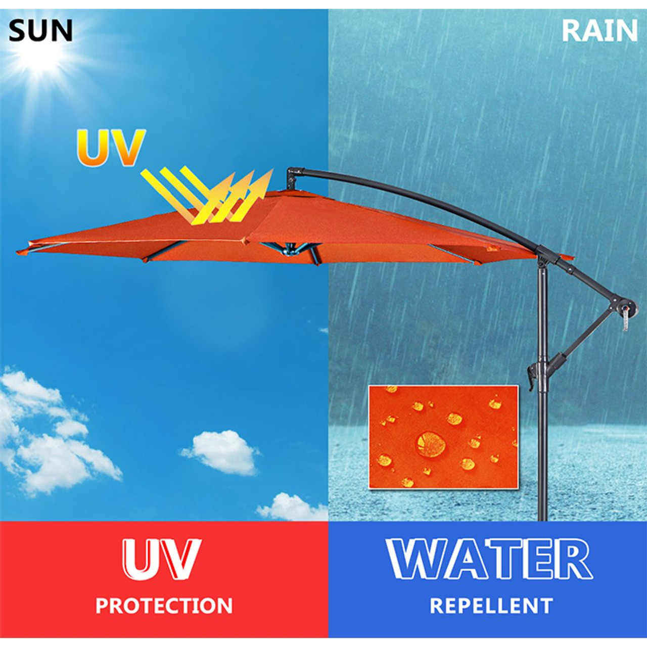 10' Hanging Offset Outdoor Market Patio Umbrella  product image