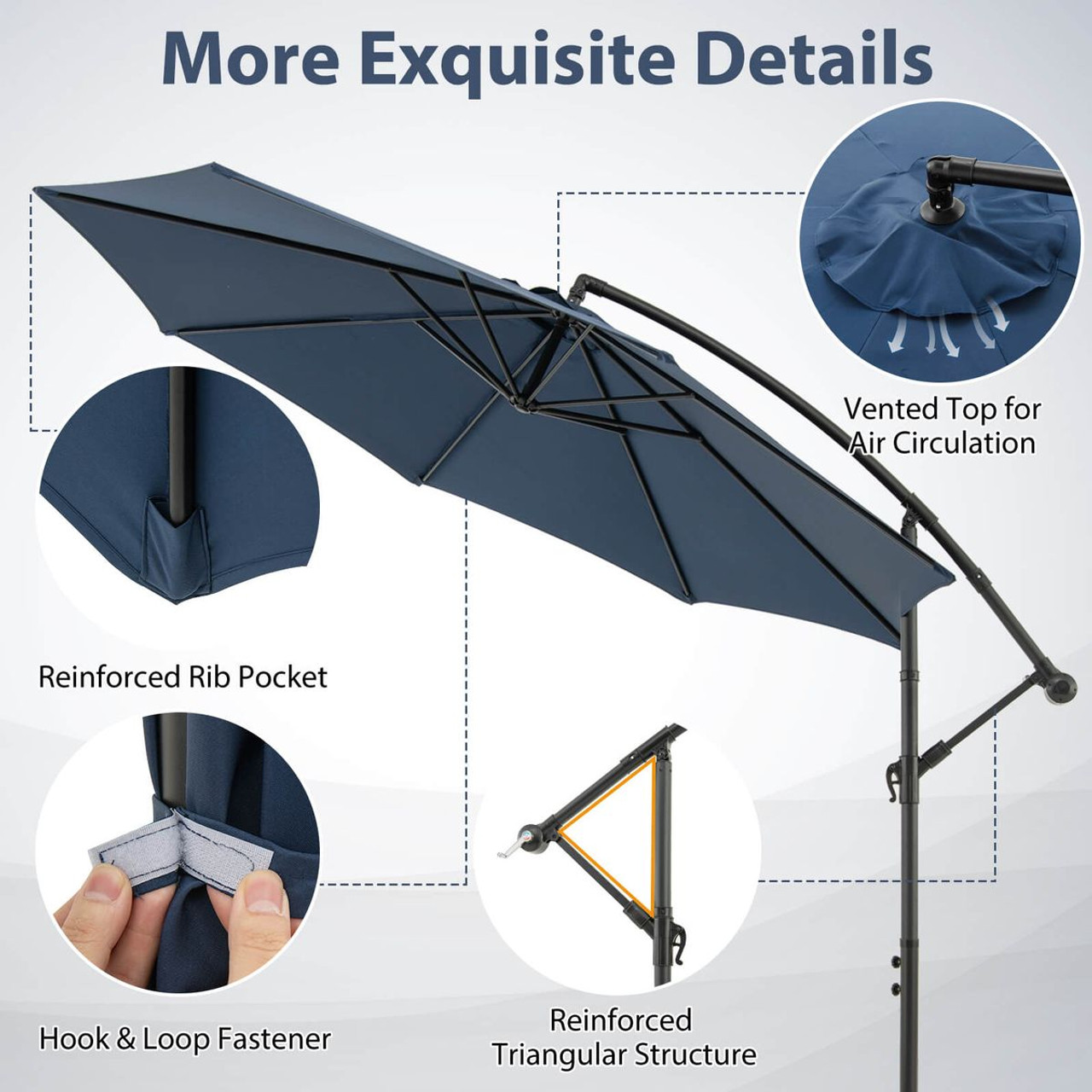10' Hanging Offset Outdoor Market Patio Umbrella  product image