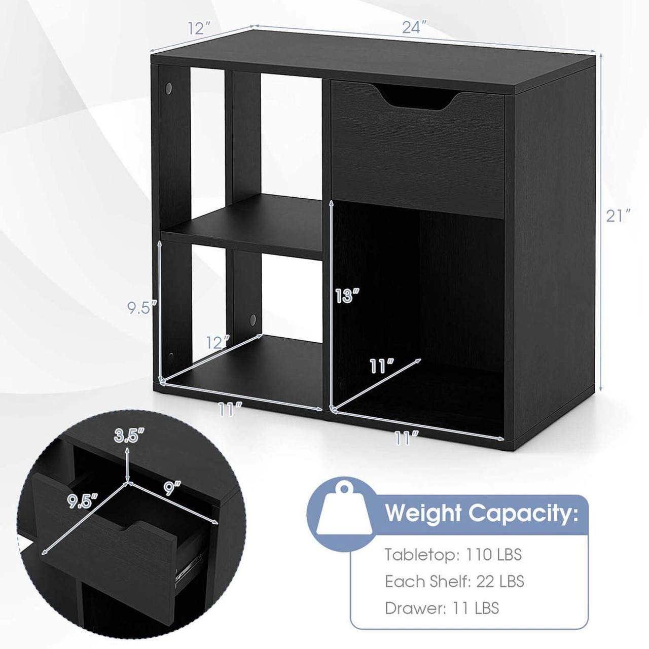 3-Cube Bookcase with 2-Tier Wooden Storage Shelf (1- or 2-Pack) product image