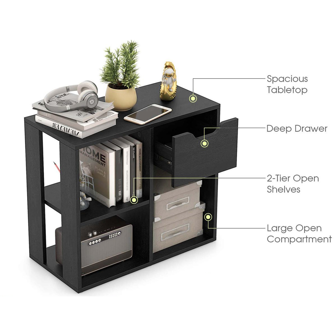 3-Cube Bookcase with 2-Tier Wooden Storage Shelf (1- or 2-Pack) product image