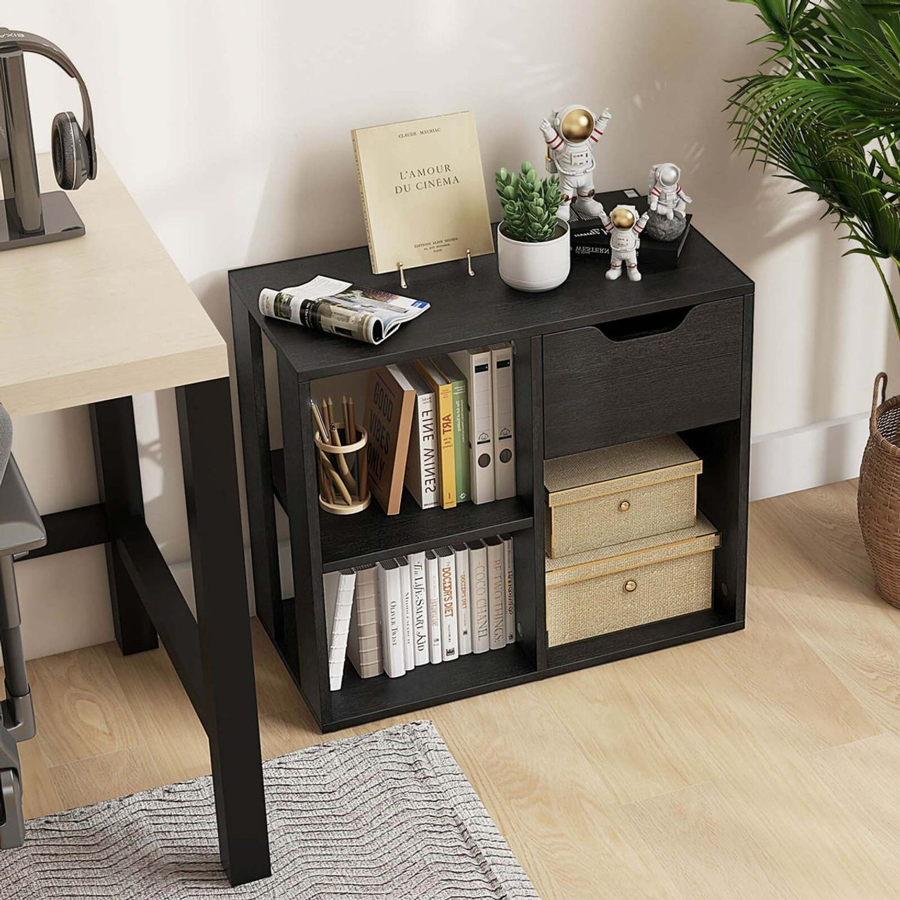 3-Cube Bookcase with 2-Tier Wooden Storage Shelf (1- or 2-Pack) product image