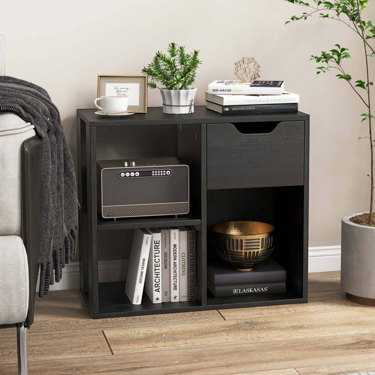 3-Cube Bookcase with 2-Tier Wooden Storage Shelf (1- or 2-Pack) product image
