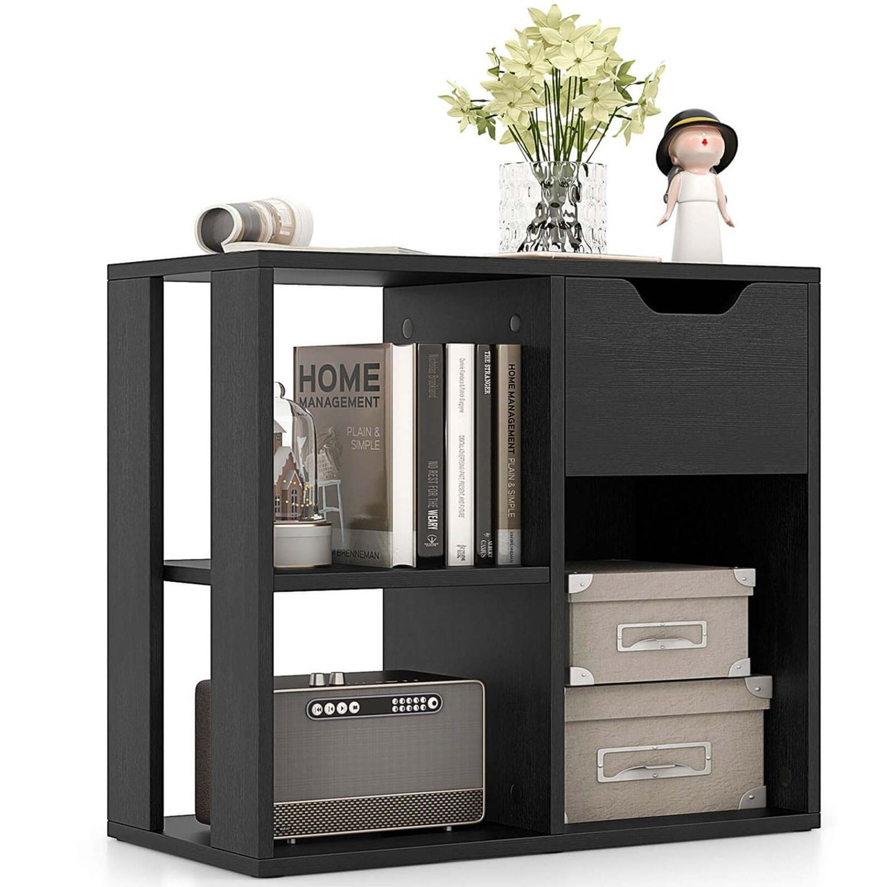 3-Cube Bookcase with 2-Tier Wooden Storage Shelf (1- or 2-Pack) product image