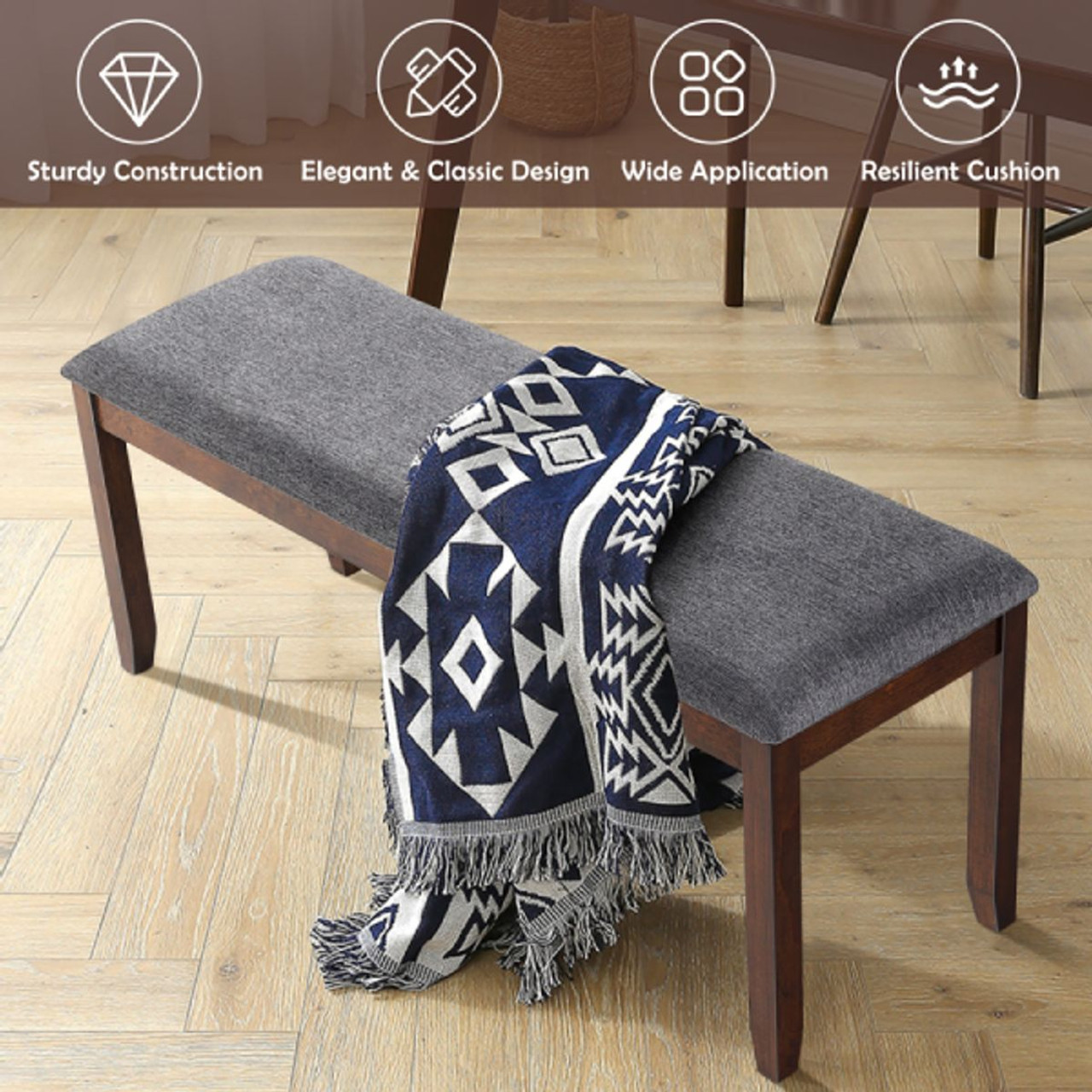 Upholstered Wood Entryway Bench (1- or 2-Pack) product image