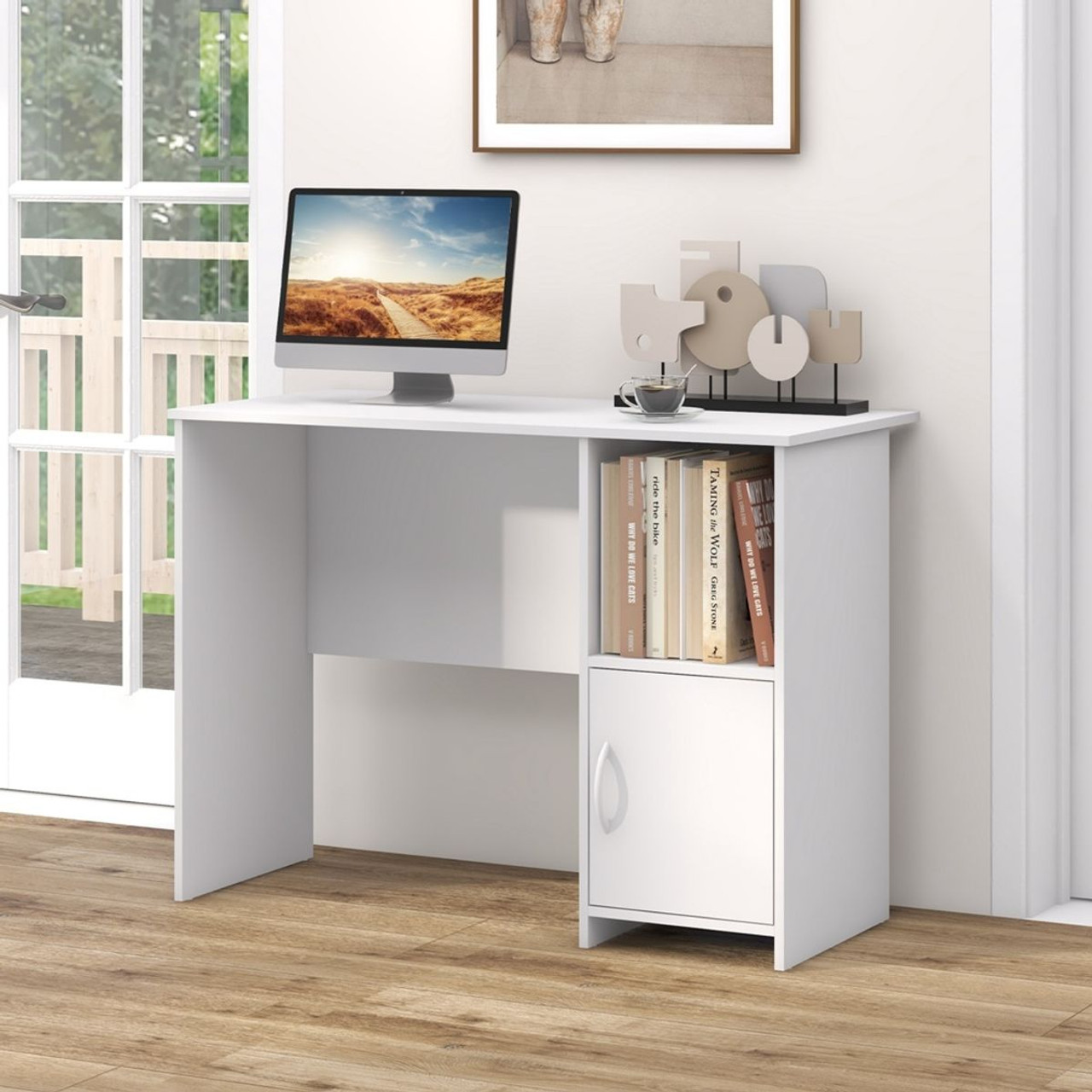 Modern Computer Desk with Open Shelf Storage product image