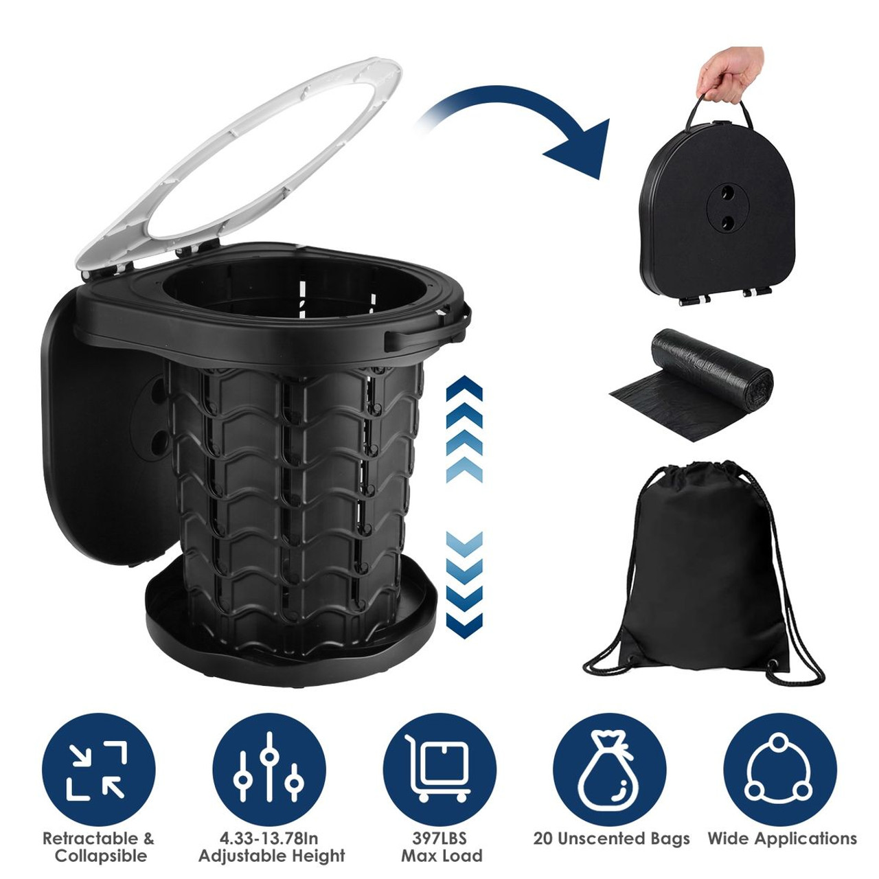 LakeForest Retractable Portable Toilet product image