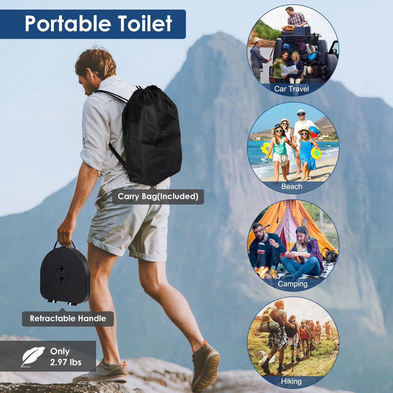 LakeForest Retractable Portable Toilet product image