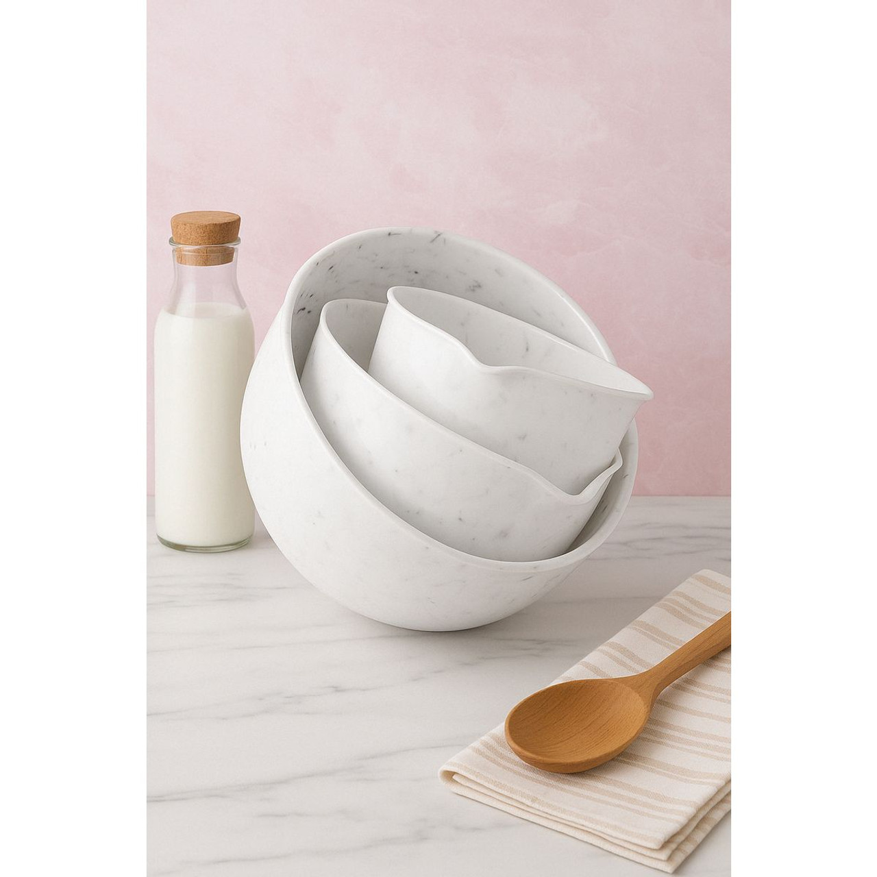 3-Piece Marbled Mixing Bowl Set with Pour Spouts product image