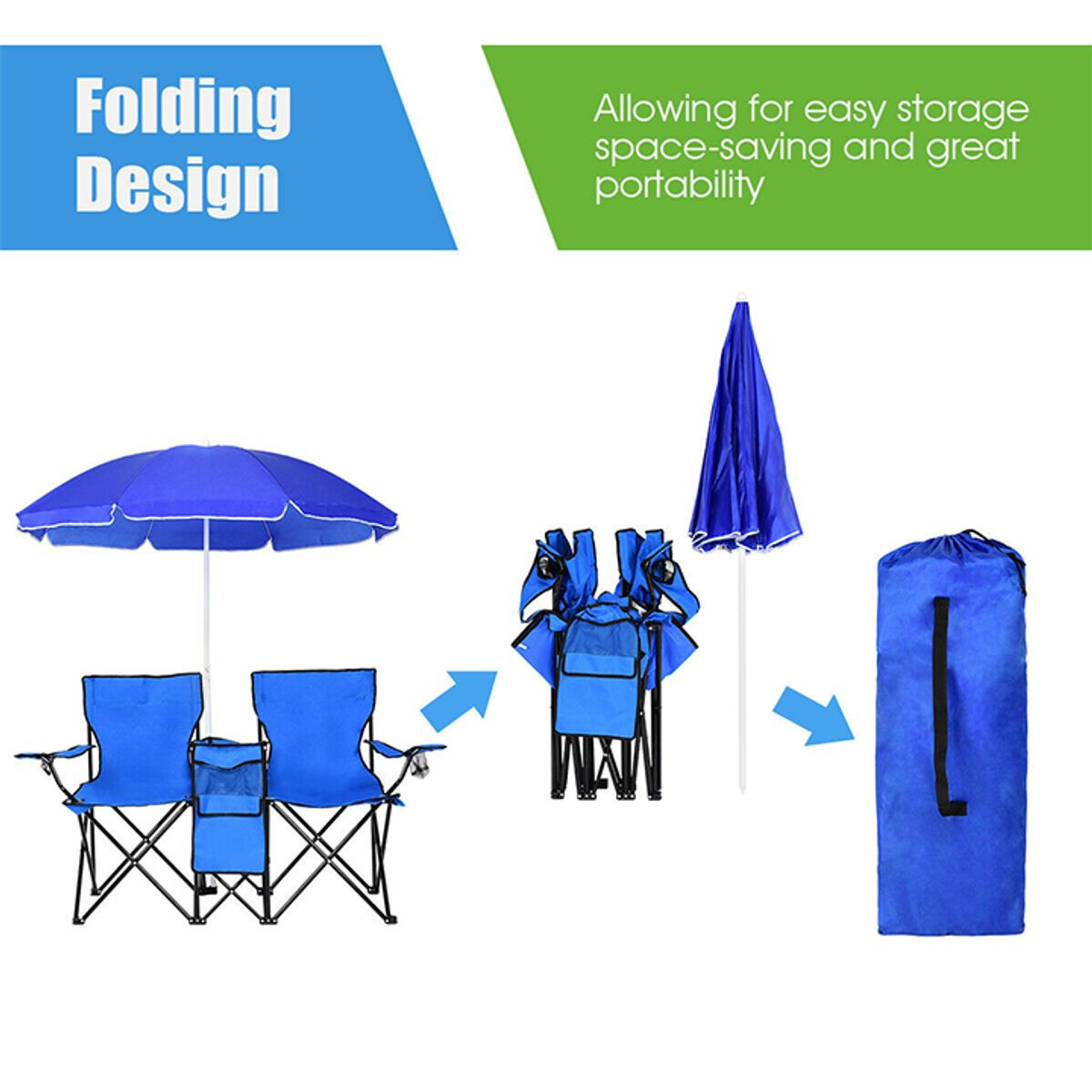 Folding Double Chair with Umbrella product image