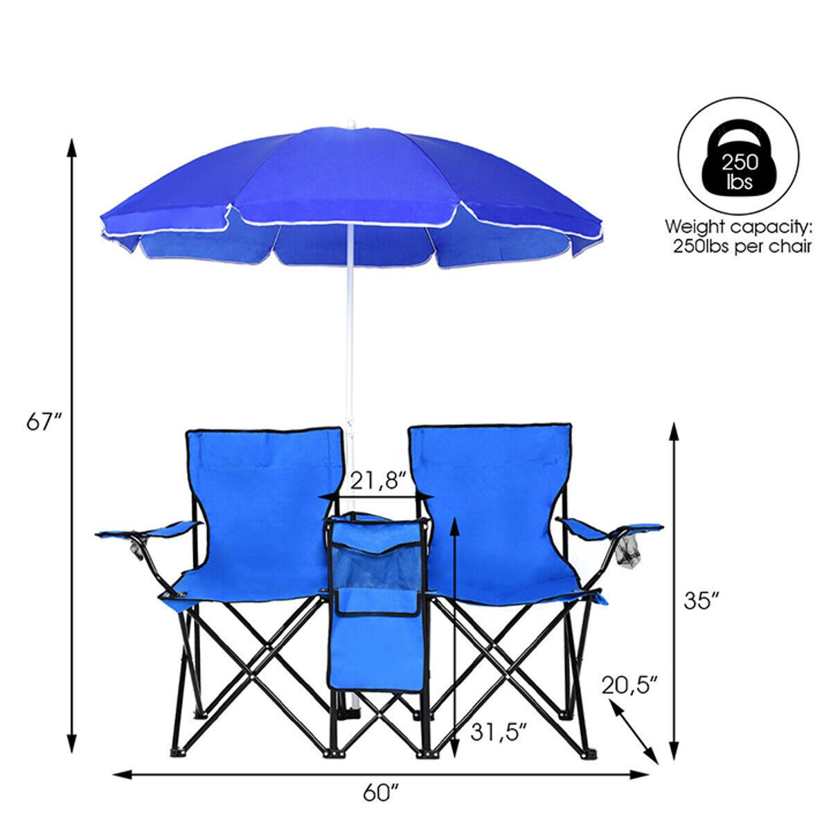 Folding Double Chair with Umbrella product image