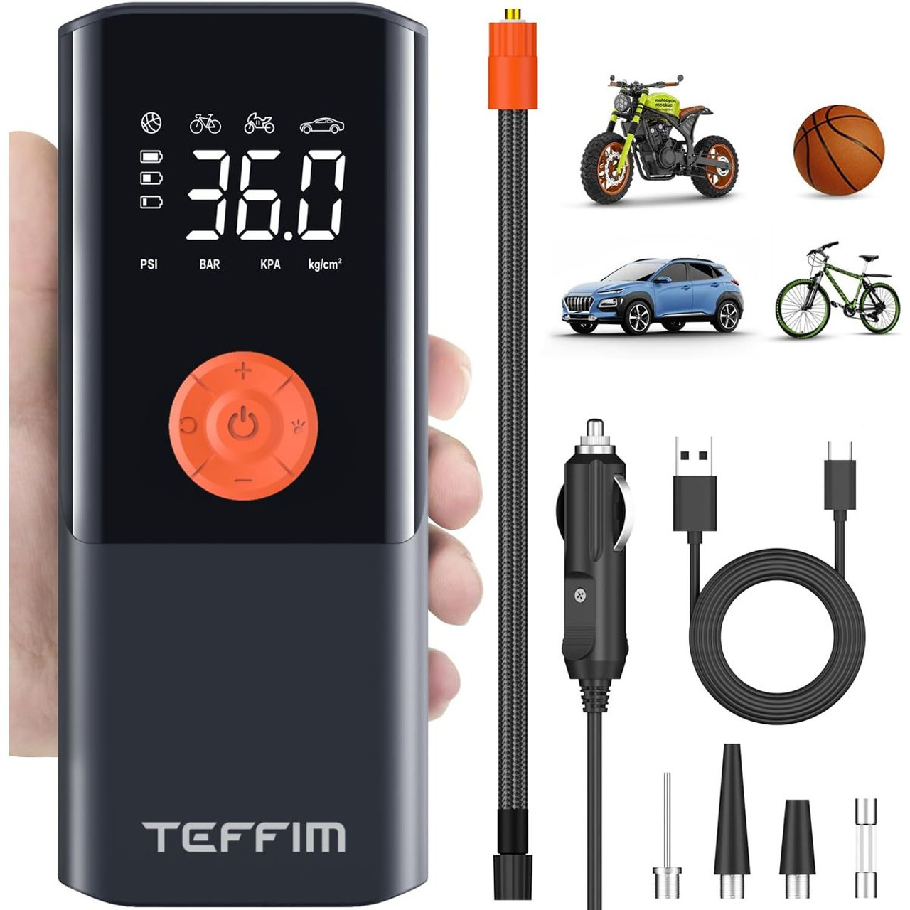 Portable Digital Pressure Gauge Tire Inflator, 10000mAh product image