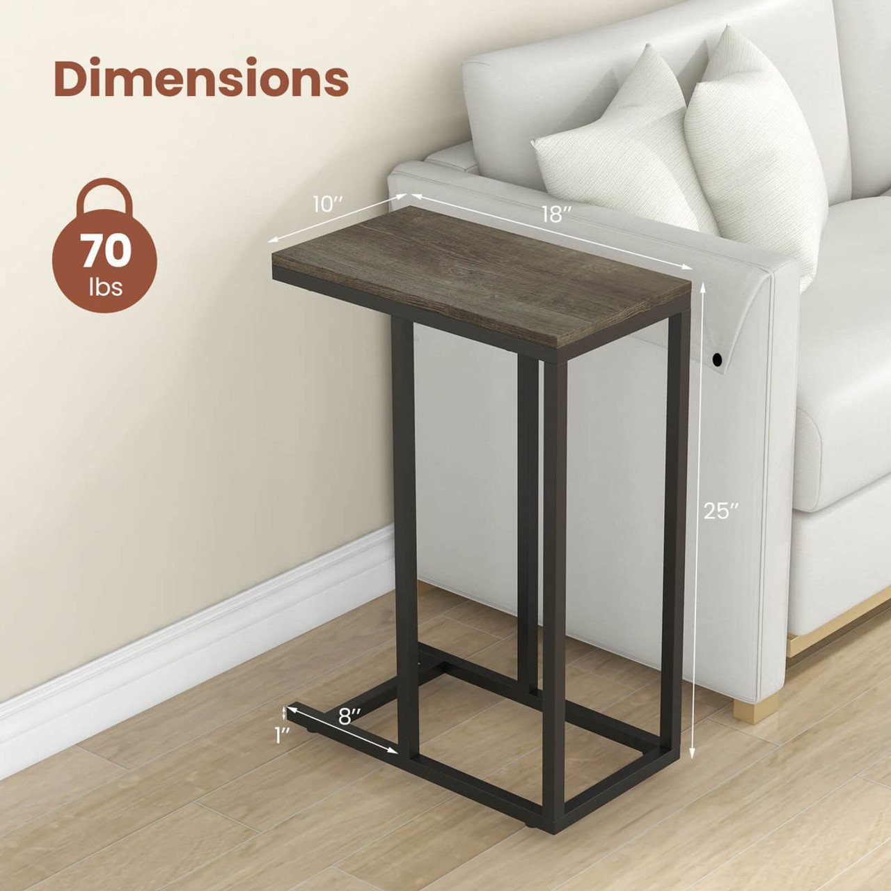 C-Shaped Industrial Side Table  product image