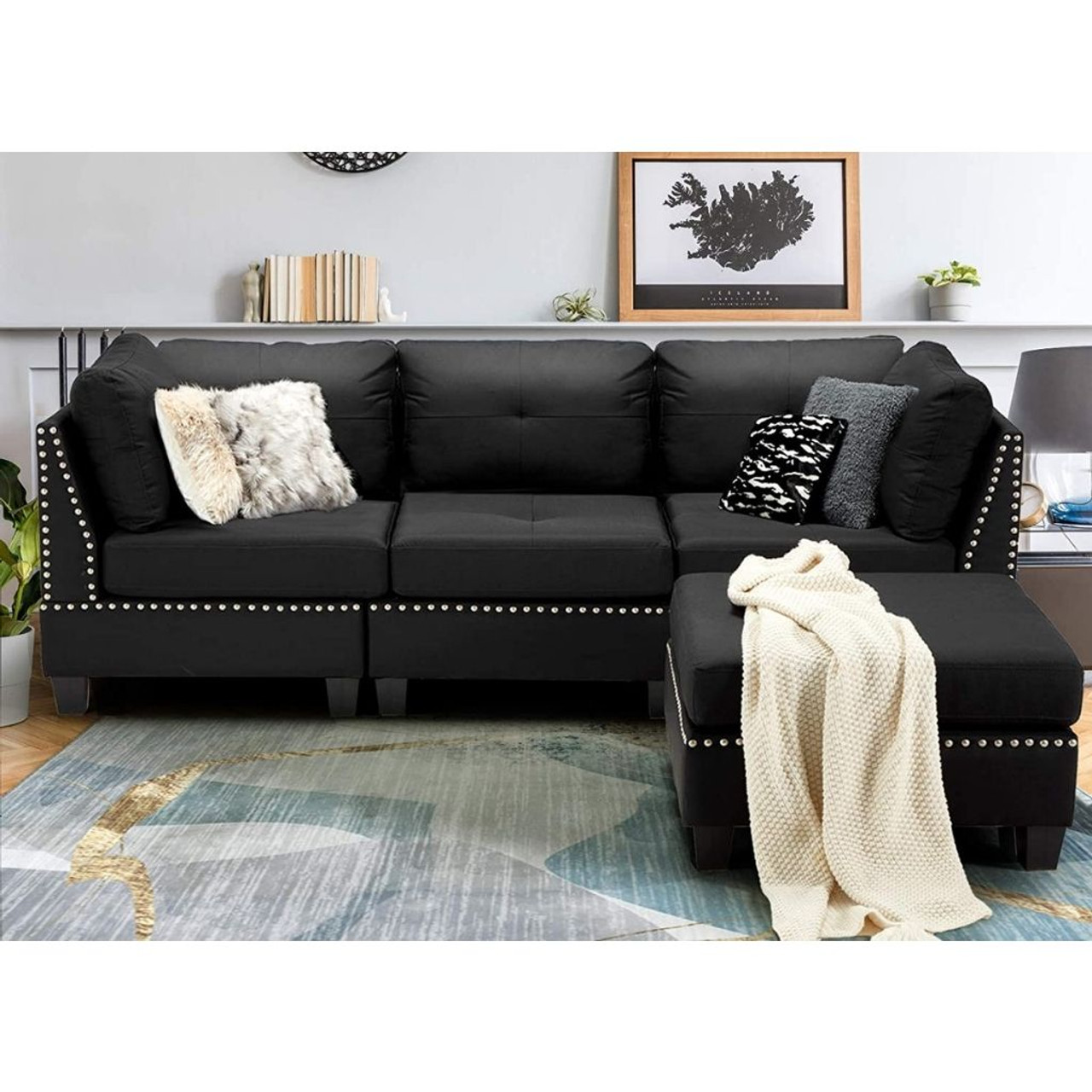7.4' Convertible Modular Sectional Sofa Couch with Ottoman product image