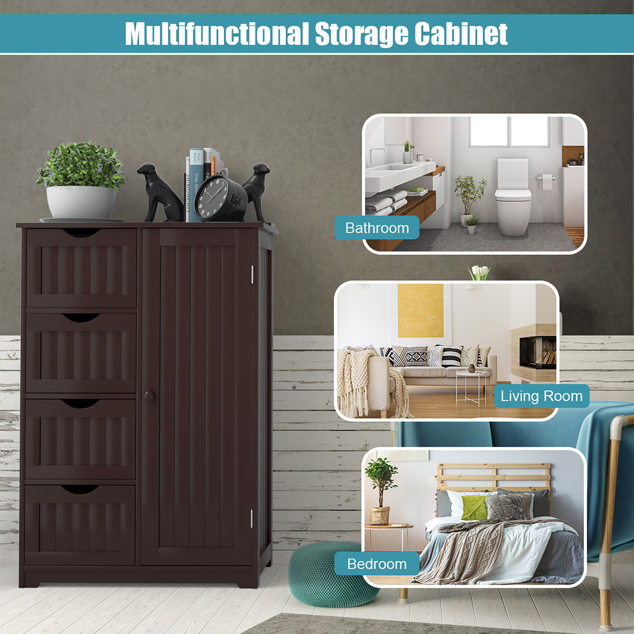 4-Drawer Standing Bathroom Storage Cabinet product image