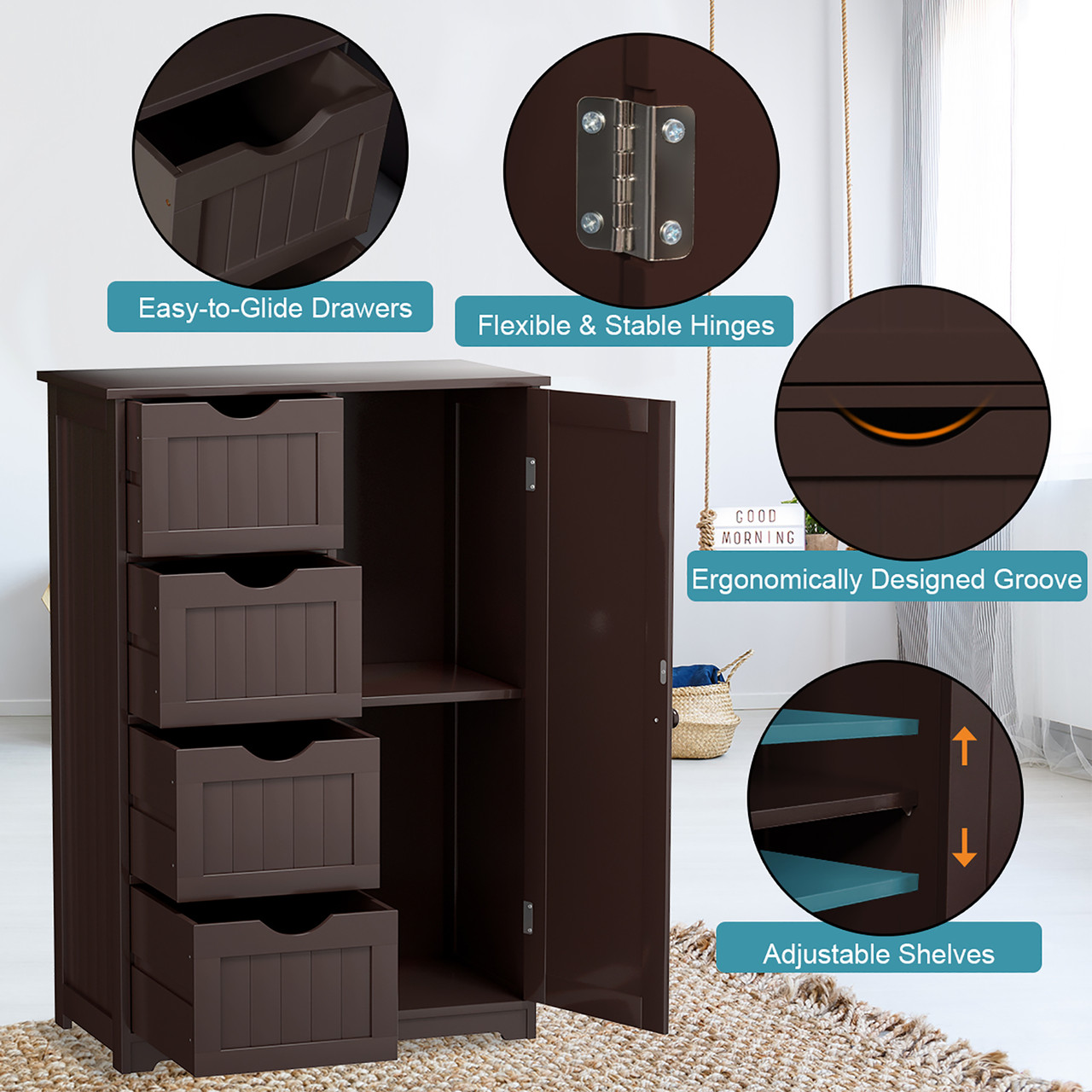 4-Drawer Standing Bathroom Storage Cabinet product image