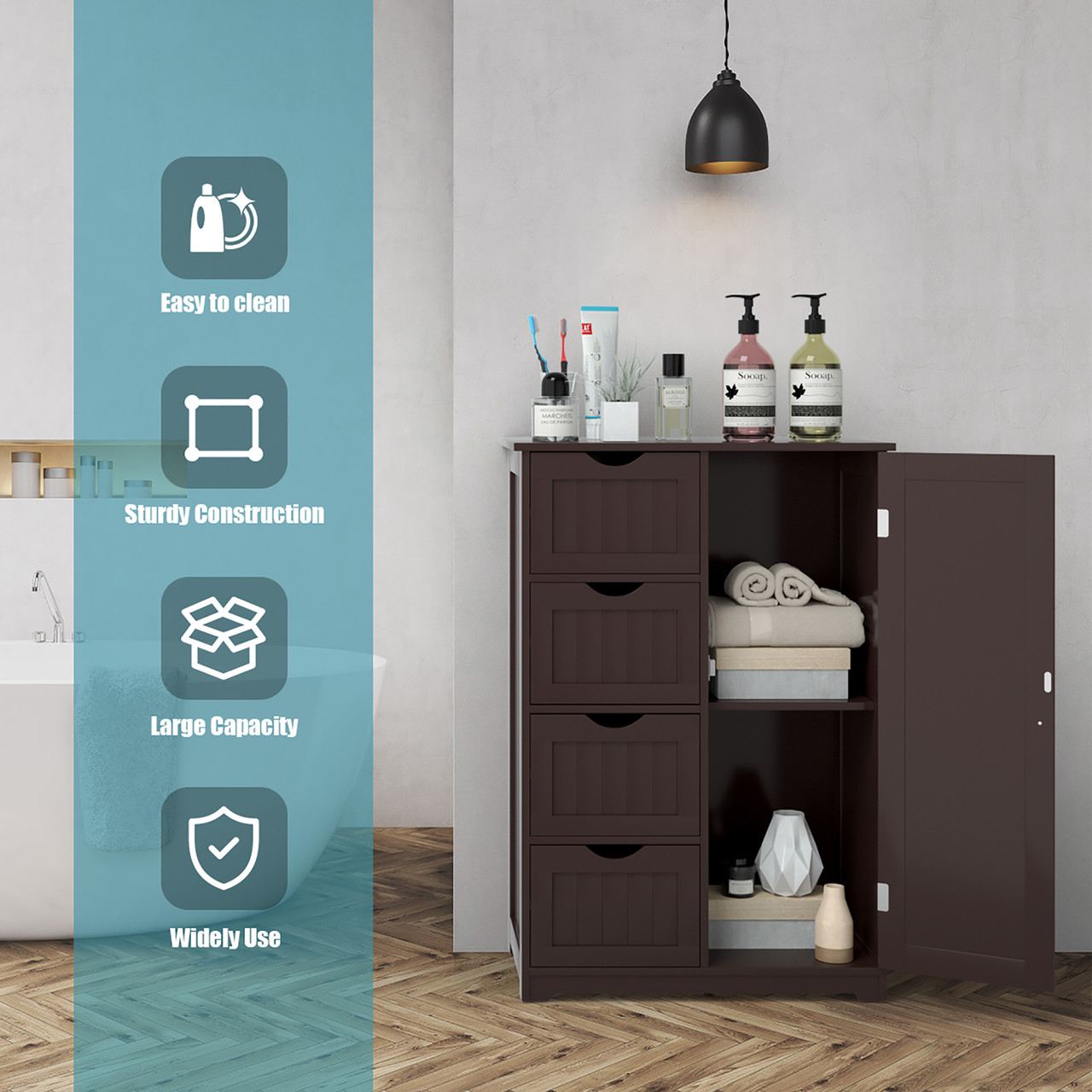 4-Drawer Standing Bathroom Storage Cabinet product image